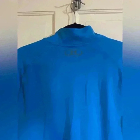 Under Armour Collared Shirt Blue Long Sleeve Polo Golf Heatgear Size Medium - Picture 5 of 9